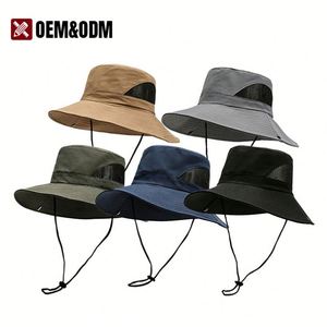 Custom Outdoor Mountaineering Adjustable Breathable Outdoor Fisherman Hat Cycling Fishing Hat <b>Sunscreen</b> Wide Brimmed Bucket Hats - Product Image 2