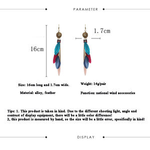 2024 retrò moda bohémien orecchini pendenti in lega con piume lunghe e nappe <span class=keywords><strong>Personalit</strong></span> - Product Image 3