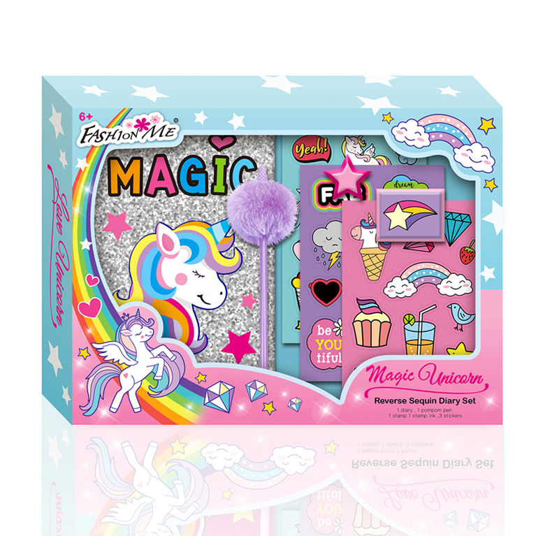 Лидер продаж, новинка, набор канцелярских принадлежностей с единорогом для девочек, единорог, цвет, ваш собственный дневник, штамп, наклейка, ручка, блокнот, подарок, рукоделие