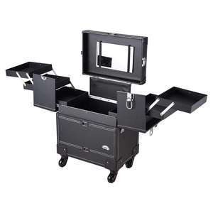 Aluminum Hard Professional Trolley Nail Polish Cosmetic Display <strong>Makeup</strong> <strong>case</strong> Box <strong>on</strong> <strong>Wheels</strong> With Lock Brake - Product Image 6