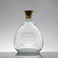 Bouteille en verre carrée transparente pour whisky, brandy, huile, alcool, 750 ml, bouteille en verre pour liqueur en vrac avec bouchon, prix au litre