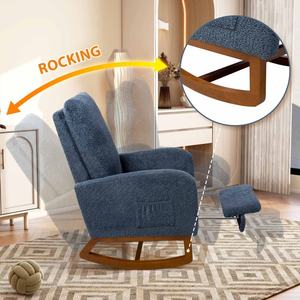 Bequemer Boucle Living Room Glider <span class=keywords><strong>Chair</strong></span> Schaukel stuhl für Erwachsene mit einziehbarer Fuß stütze - Product Image 5