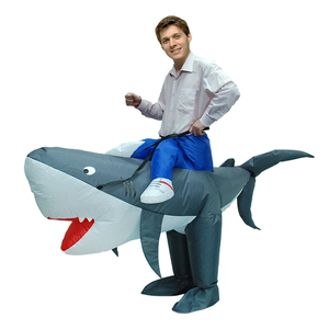 Costume de requin bleu dernier cri pour <span class=keywords><strong>homme</strong></span>, taille unique, convient à la plupart des ballerines gonflables pour la mascotte d'Halloween - Product Image 3