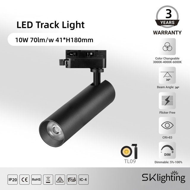 10W LED Track Light Commercial Track Spotlights Adjustable-Focus COB Aluminum Surface-Mounted Track Lighting home Hotels Museums