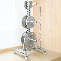 Support de rangement mobile en acier inoxydable pour plaques de barre de musculation, support de barre de musculation pour salle de sport à domicile, organisateur d'équipement de fitness
