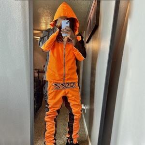 Ensemble de survêtement décontracté pour homme, coupe-vent léger, veste zippée à capuche et pantalon en nylon, style hip-hop, idéal pour l'hiver - Product Image 2