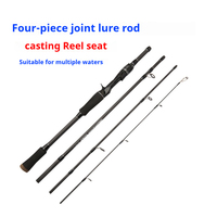 Joran Pancing Spinning/Casting 4-Piece Serat Karbon Tinggi, Medium Power, dengan Keramik Guide, untuk Danau, Laut, dan Ikan Bass, Portabel