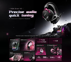 <span class=keywords><strong>Auriculares</strong></span> para Juegos VGN Siren V2 Tri-Mode, 53 mm, Sonido Envolvente 7.1, ENC, Micrófono Dual, 2000 mAh, 250H, Baja Latencia, <span class=keywords><strong>Auriculares</strong></span> Inalámbricos para PC, PS5, <span class=keywords><strong>Xbox</strong></span> - Product Image 2