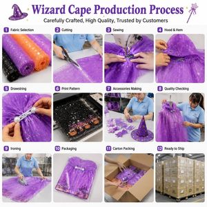 Capa de Halloween para Niños, Disfraz Familiar a Juego, Traje de Bruja para Adultos, Hombres y Mujeres, para Representaciones Escénicas - Product Image 2