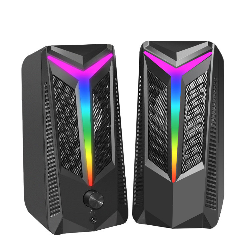 2,0 компьютерные колонки, настольный звуковой бокс, проводной сабвуфер для ПК, цветной светодиодный usb-динамик