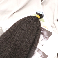 Extensions de cheveux naturels bruts à bandes adhésives, lisses et texturées (Yaki), de 14 à 24 pouces, vente en gros, personnalisation acceptée