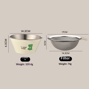Panier de drainage moderne et minimaliste en acier inoxydable 304, finement poli, à motif de dessin animé, pour le lavage des légumes, des fruits et le rinçage du riz - Product Image 6
