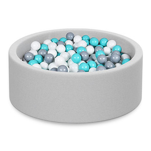 Round Ball Pit Children's Toy 90x30x5cm Indoor Play <b>Pool</b> Sponge Material Gray Blue White Balls - Product Image 1