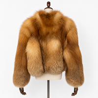 Poncho pour femme en fourrure de renard doré pleine fourrure, col montant, court, coupe-vent, teint uni, col cheminée, véritable fourrure, pour l'hiver