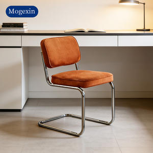 Chaises de salle à manger de luxe européennes modernes avec cadre en acier et revêtement en lin, design super confortable pour la maison, le bureau, l'école, l'entrée, l'hôtel - Product Image 2