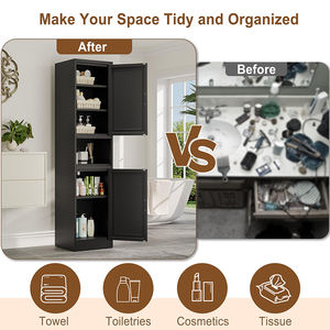 حمام حديث 71 \ \ "طويل القامة ببابين 3 أرفف قابلة للتعديل منظم أرضيات زاوية نحيف لغسيل الملابس والمكاتب المنزلية والمعيشة - Product Image 6