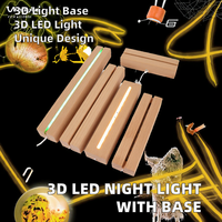Veilleuse rectangulaire à LED 3D de 5.9/7.1/7.8/9.4/11.8 pouces avec base en bois et lumière acrylique Illusion Base de lampe 3D pour maison intelligente