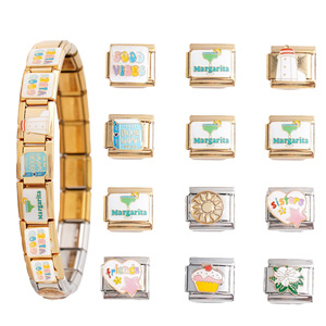 Modular Charm Bracelet Zinc Alloy Unisex DIY Gift Jewelry Heart Food Plant Letter Pattern - Product Image 1