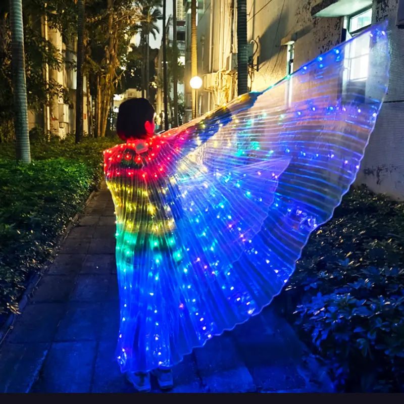 Modische leuchtenden Schmetterlingsflügel mit Teleskopstange LED vollfarbig für Bühne Bauchtanz Aufführungsrequisiten