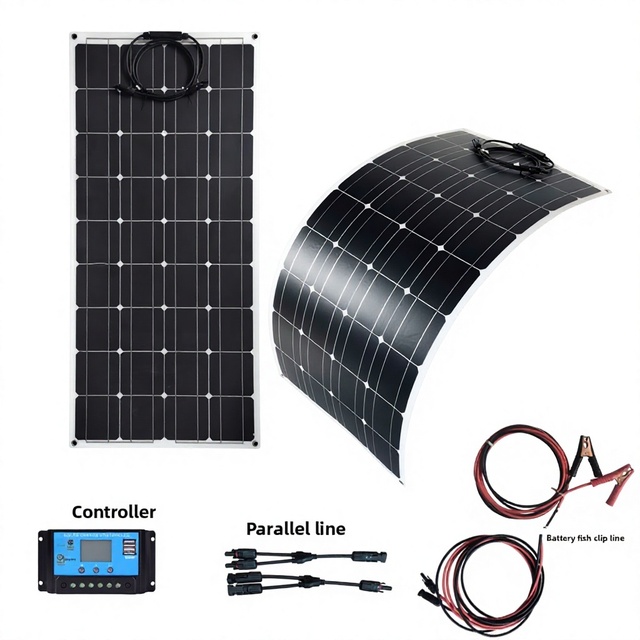 200W Semi-Flexible Color Solar Panel Kit for RVs Boats Sunrooms; Bendable 12V Charging Panel