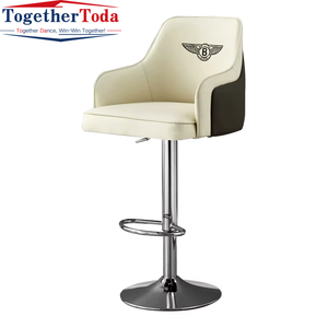 Tabourets de bar modernes de luxe en cuir avec structure métallique, réglables en hauteur, durables pour bar à domicile et salle à manger - Product Image 5
