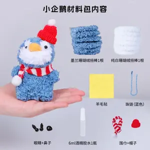 Bohe Pinguin DIY hadiah boneka hewan mewah Set tas bahan dengan pakaian pipa Kerajinan Pembersih 15mm-30mm tongkat putar OEM ODM Korea