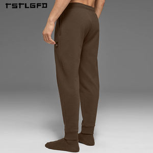 กางเกงวอร์มผู้ชายรักษ์โลก ผ้ารีไซเคิล ทรงลำลองแบบวาฟเฟิล พร้อมเอวยางยืดและเชือกผูก - Product Image 2