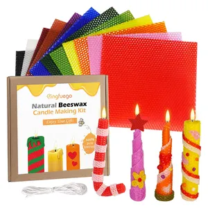 Kit de fazer velas de cera de abelha para crianças e adultos, folhas coloridas de cera de abelha para fazer velas, faça você mesmo, artesanato artesanal