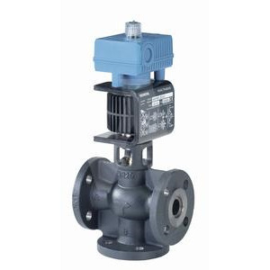 Vanne de régulation à solénoïde Siemens DN15 PN16 à trois voies, à bride, en fonte ductile, à débit linéaire, norme allemande - Product Image 1