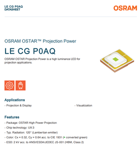 LED de Proyección OSTAR de Alta Luminancia OSRAM, 520nm Verde, 40W, 4500lm, 120 Grados, LE CG P0AQ - Product Image 2