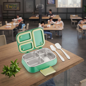 304 Stainless Steel Bento <b>Box</b> Leakproof Children With Spoon Fork Kids <b>School</b> Bento <b>Lunch</b> <b>Box</b> Stainless Steel <b>Lunch</b> <b>Box</b> for Kids - Product Image 2