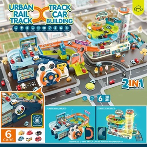 Jouet de simulation de conduite pour enfants à assembler soi-même : Volant multifonction, train urbain, piste de <span class=keywords><strong>voiture</strong></span> et <span class=keywords><strong>parking</strong></span> urbain - Product Image 2