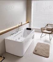 Baignoire de massage à remous en acrylique SICO, six jets, rectangulaire, avec robinet cascade, pour hôtel et villa