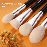 Ensemble de 30 pinceaux de maquillage pour fond de teint, fard à paupières et anticernes, marque privée, poils de chèvre de haute qualité, pinceau éventail, manches noirs brillants