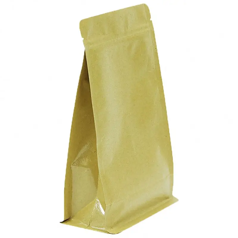 Sacs refermables avec fermeture à glissière, sacs en papier Kraft blanc, refermable, pour emballage à fenêtre, sac en papier Kraft marron