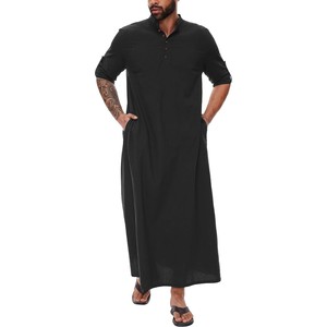 Mode 2027 - Thobe marocain pour hommes, robe musulmane, vêtements islamiques, kaftan à manches courtes, style nord-africain, <span class=keywords><strong>djellaba</strong></span> traditionnelle - Product Image 3