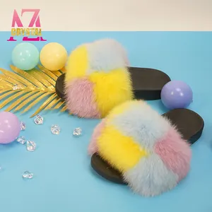 2021 Usa Mz Luxe Echte Vrouwen Fox Custom Designer Fur Slippers Bont Voor Vrouwen En Kinderen Schoenen Met Bont
