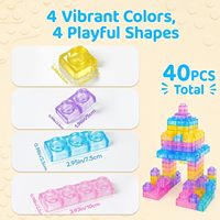 EPT 40 PCS Blocs de construction sensoriels souples translucides, jouets de construction empilables et emboîtables pour enfants de 3 ans et plus