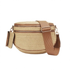 Nouvel Arrivage Sac Banane Portable Tendance pour Femme en Paille de Raphia Tressée au Crochet avec Sangle en Cuir et Fermeture Éclair, Sac à Bandoulière et Sac Ceinture - Product Image 2