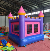 Mini petit trampoline de maison de rebond en PVC violet de qualité commerciale château plein d'entrain de saut gonflable de 3m x 3m pour le plaisir