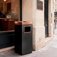 Poubelle extérieure commerciale avec couvercle, 7 gallons, en acier inoxydable, résistante à l'abrasion, avec seau intérieur amovible, pour bureau