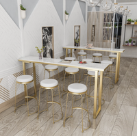 Ensemble de tabourets de bar en marbre haut de gamme, meubles de salle à manger modernes pour restaurant, avec pieds en métal pour salon, hôtel, vente chaude