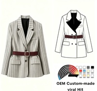 Blazer en tricot pour femme CJ - Coupe ajustée extensible, semi-doublé, léger, avec revers crantés