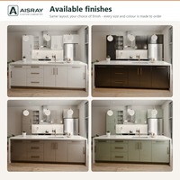 Meuble de cuisine en acrylique avec îlot, design moderne et luxueux, rangement par tiroirs, boîtes de rangement en contreplaqué et fournitures pour projets de villas