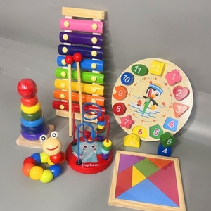 Rompecabezas de Madera Educativo con Animales de Dibujos Animados para Niños, Cuentas Geométricas, Torre Arcoíris, Reloj Digital, Juguete Ecológico para Aliviar el Estrés - Product Image 3