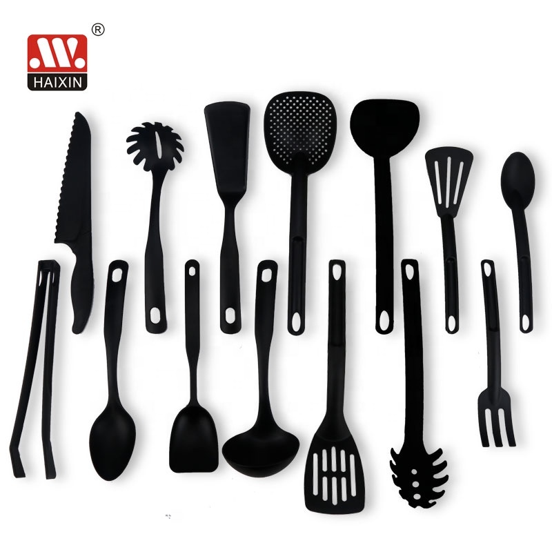 Haixin Nylon Black Kitchen Gadgets Kithenwares Set with Spatula Utensil De Cozinh Kitchen Tool Kitchen Utensils Accessories