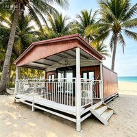 Maisonnette préfabriquée en conteneur pour vacances à la plage avec balcon, cabane isolée préfabriquée pour séjour en bord de mer et utilisation en complexe hôtelier