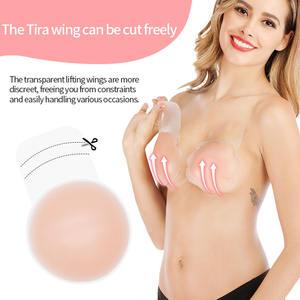 1 Par de Pétalos Adhesivos de Silicona <span class=keywords><strong>Grandes</strong></span> para Senos, Cubrepezones Invisibles con Efecto Push-up, Color Piel, Forma Redonda/Floral - Product Image 1