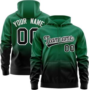 Sudadera con Capucha Varsity Verde Degradado Personalizada por Sublimación, Sudadera con Cierre Completo para Equipo de Fútbol Americano, Ropa Deportiva para Hombre con Logotipo Bordado - Product Image 1
