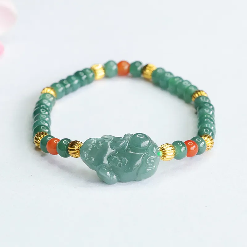 Mythische Dieren Pixiu Natuursteen Armbanden Met De Hand Gesneden Myanmar Jade Kralen Armbanden Mode Sieraden Burma Jadeite Armbanden